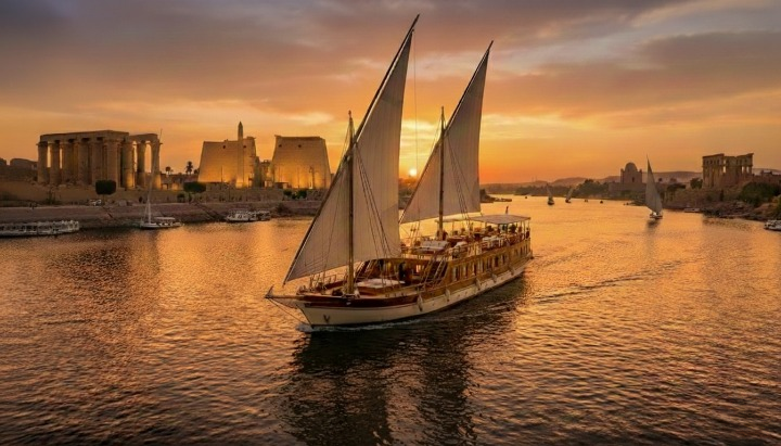 Luxury Nile cruise sailing between Luxor and Aswan
