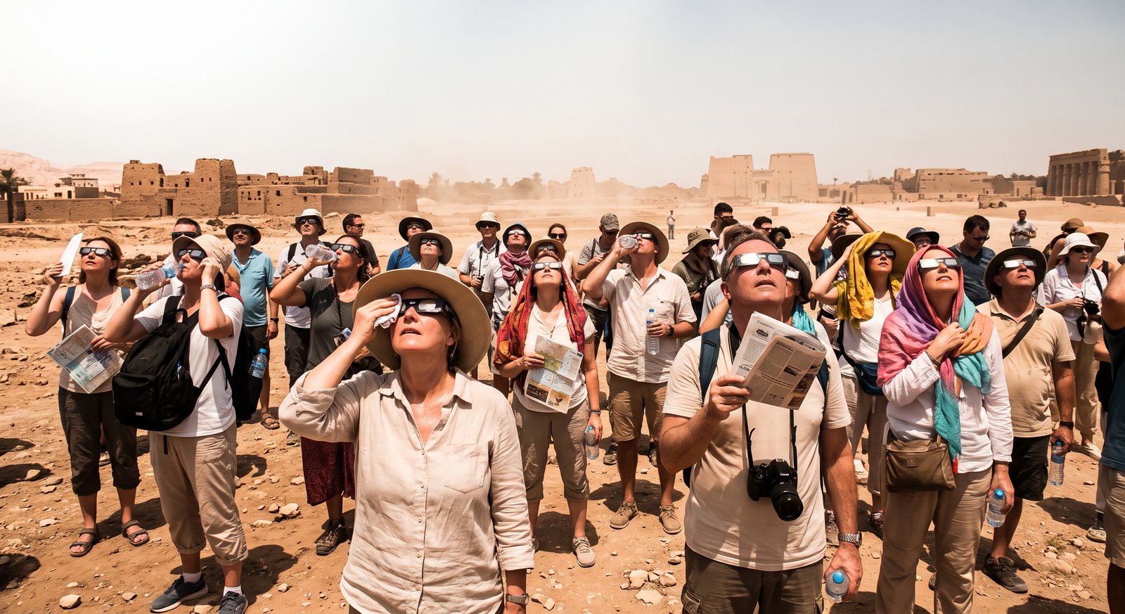 Eclipse crowds standing in the August heat